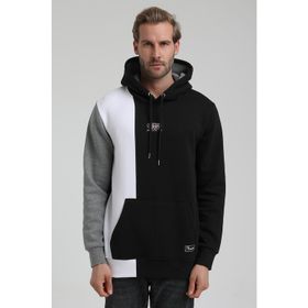 New World 22FWM64033 Siyah Polo Kapüşonlu Slim Fit Erkek Sweatshirt