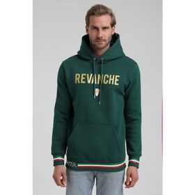 New World 22FWM64036 Koyu Yeşil Polo Kapüşonlu Slim Fit Erkek Sweatshirt
