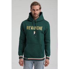 New World 22FWM64036 Koyu Yeşil Polo Kapüşonlu Slim Fit Erkek Sweatshirt