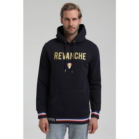 New World 22FWM64036 Lacivert Polo Kapüşonlu Slim Fit Erkek Sweatshirt