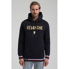 New World 22FWM64036 Lacivert Polo Kapüşonlu Slim Fit Erkek Sweatshirt