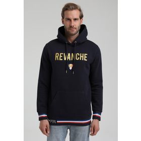New World 22FWM64036 Lacivert Polo Kapüşonlu Slim Fit Erkek Sweatshirt