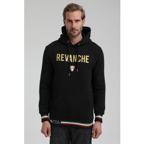 New World 22FWM64036 Siyah Polo Kapüşonlu Slim Fit Erkek Sweatshirt