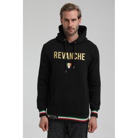 New World 22FWM64036 Siyah Polo Kapüşonlu Slim Fit Erkek Sweatshirt