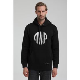 New World 22FWM64037 Siyah Polo Kapüşonlu Slim Fit Erkek Sweatshirt