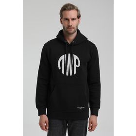 New World 22FWM64037 Siyah Polo Kapüşonlu Slim Fit Erkek Sweatshirt