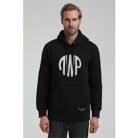 New World 22FWM64037 Siyah Polo Kapüşonlu Slim Fit Erkek Sweatshirt