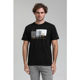 New World 23SSM20294 Siyah Polo Bisiklet Yaka Regular Custom Erkek T-shirt