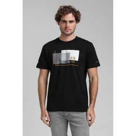 New World 23SSM20294 Siyah Polo Bisiklet Yaka Regular Custom Erkek T-shirt
