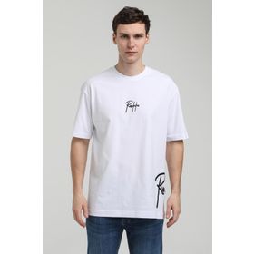New World 23SSM20330 Beyaz Polo Bisiklet Yaka Oversize Erkek T-shirt
