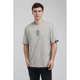 New World 23SSM20331 Gri Polo Bisiklet Yaka Gri Boyalı Erkek T-shirt