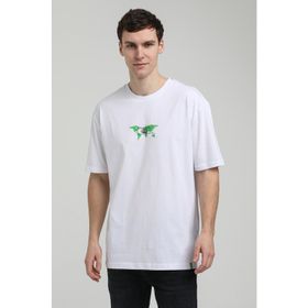 New World 23SSM20332 Beyaz Polo Bisiklet Yaka Oversize Erkek T-shirt