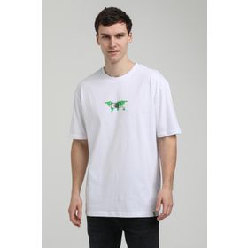 New World 23SSM20332 Beyaz Polo Bisiklet Yaka Oversize Erkek T-shirt