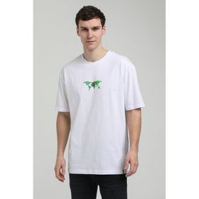 New World 23SSM20332 Beyaz Polo Bisiklet Yaka Oversize Erkek T-shirt