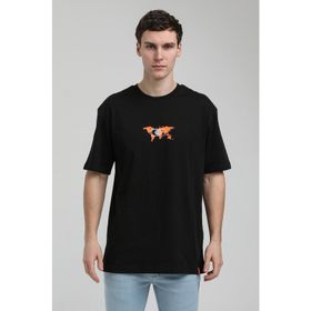 New World 23SSM20332 Siyah Polo Bisiklet Yaka Oversize Erkek T-shirt