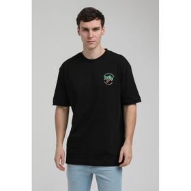 New World 23SSM20336 Siyah Polo Bisiklet Yaka Oversize Erkek T-shirt