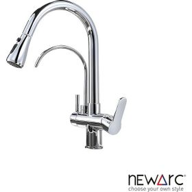 Newarc 150589SP Arıtma Su Girişli Spiralli Krom Evye Bataryası