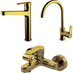 Newarc 971538 Domino Altın Banyo Evye Çanak Lavabo Bataryası