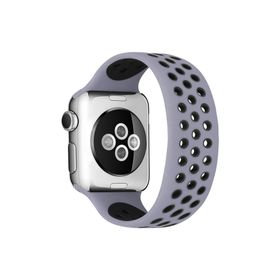 Newface Apple Watch 38 mm Siyah Gri Ayarlı Delikli Silikon Kordon