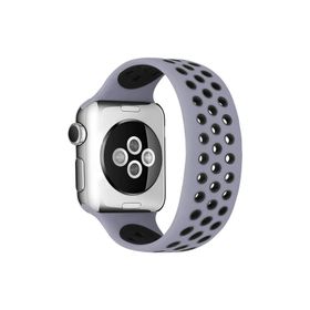 Newface Apple Watch 42 mm Siyah Gri Ayarlı Delikli Silikon Kordon