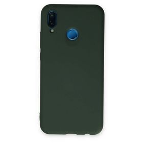 Newface Huawei P20 Lite Nano içi Kadife Silikon Koyu Yeşil Cep Telefonu Kılıfı