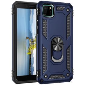 Newface Huawei Y5P Sofya Yüzüklü Silikon Kapak Lacivert Cep Telefonu Kılıfı