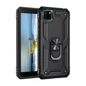 Newface Huawei Y5P Sofya Yüzüklü Silikon Kapak Siyah Cep Telefonu Kılıfı