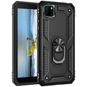 Newface Huawei Y5P Sofya Yüzüklü Silikon Kapak Siyah Cep Telefonu Kılıfı