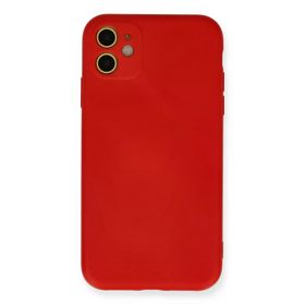 Newface İphone 11 Kırmızı Nano İçi Kadife Silikon Cep Telefonu Kılıfı