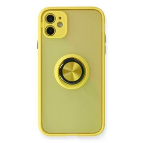 Newface iPhone 11 Montreal Yüzüklü Silikon Kapak Sarı Kılıf