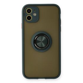 Newface iPhone 11 Montreal Yüzüklü Silikon Kapak - Yeşil Kılıf
