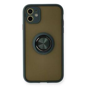 Newface iPhone 11 Montreal Yüzüklü Silikon Kapak - Yeşil Kılıf