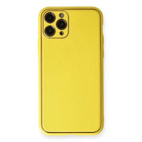 Newface iPhone 11 Pro Coco Deri Silikon Kapak Sarı Cep Telefonu Kılıfı
