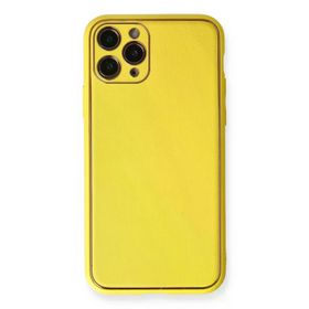Newface iPhone 11 Pro Coco Deri Silikon Kapak Sarı Cep Telefonu Kılıfı