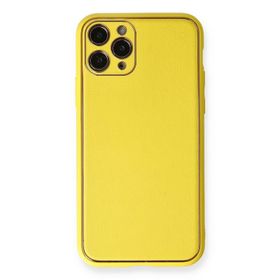 Newface iPhone 11 Pro Coco Deri Silikon Kapak Sarı Cep Telefonu Kılıfı