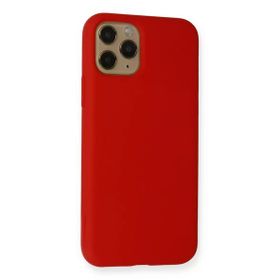 Newface iPhone 11 Pro Kırmızı Nano İçi Kadife Silikon Cep Telefonu Kılıfı