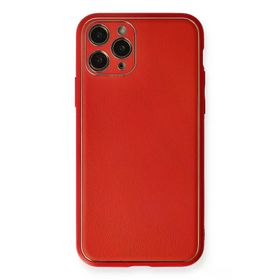 Newface iPhone 11 Pro Max Coco Deri Silikon Kapak Kırmızı Cep Telefonu Kılıfı