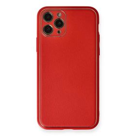 Newface iPhone 11 Pro Max Coco Deri Silikon Kapak Kırmızı Cep Telefonu Kılıfı
