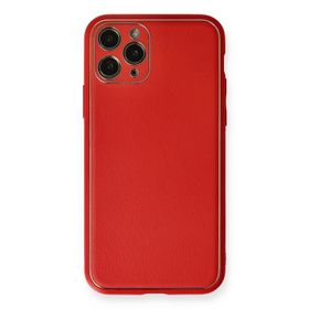 Newface iPhone 11 Pro Max Coco Deri Silikon Kapak Kırmızı Cep Telefonu Kılıfı