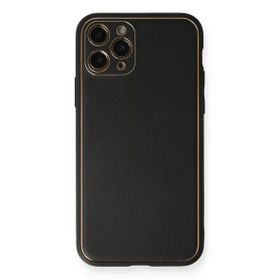 Newface iPhone 11 Pro Max Coco Deri Silikon Kapak Siyah Cep Telefonu Kılıfı