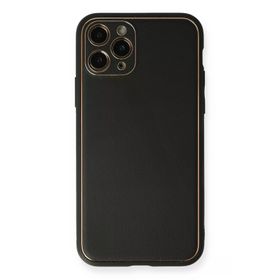 Newface iPhone 11 Pro Max Coco Deri Silikon Kapak Siyah Cep Telefonu Kılıfı