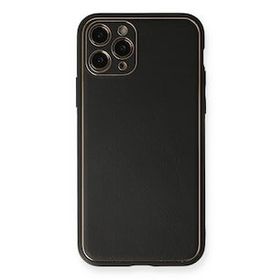 Newface iPhone 11 Pro Max Coco Deri Silikon Kapak Siyah Cep Telefonu Kılıfı