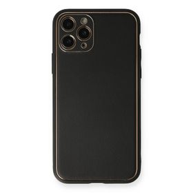 Newface iPhone 11 Pro Max Coco Deri Silikon Kapak Siyah Cep Telefonu Kılıfı