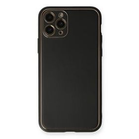 Newface iPhone 11 Pro Max Coco Deri Silikon Kapak Siyah Cep Telefonu Kılıfı