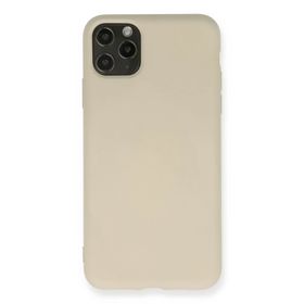 Newface iPhone 11 Pro Max Nano içi Kadife Silikon Bej Cep Telefonu Kılıfı