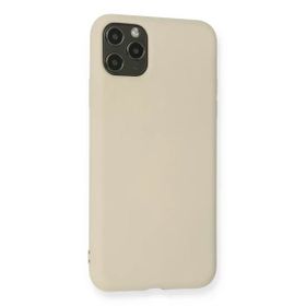 Newface iPhone 11 Pro Max Nano içi Kadife Silikon Bej Cep Telefonu Kılıfı
