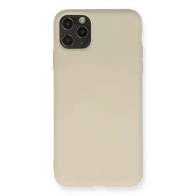 Newface iPhone 11 Pro Max Nano içi Kadife Silikon Bej Cep Telefonu Kılıfı