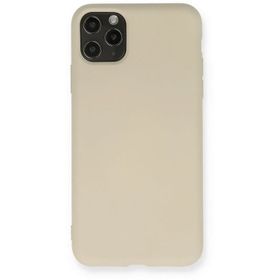 Newface iPhone 11 Pro Max Nano içi Kadife Silikon Bej Cep Telefonu Kılıfı