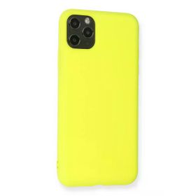 Newface iPhone 11 Pro Max Nano içi Kadife Silikon Sarı Cep Telefonu Kılıfı