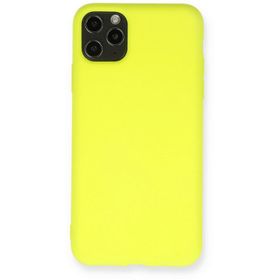 Newface iPhone 11 Pro Max Nano içi Kadife Silikon Sarı Cep Telefonu Kılıfı